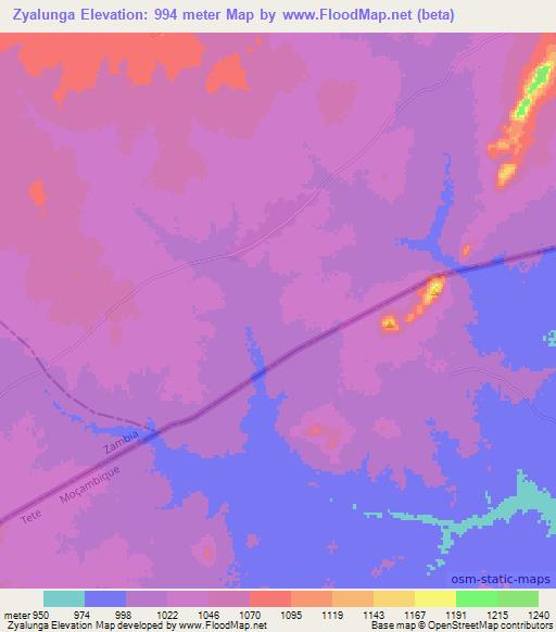 Zyalunga,Zambia Elevation Map