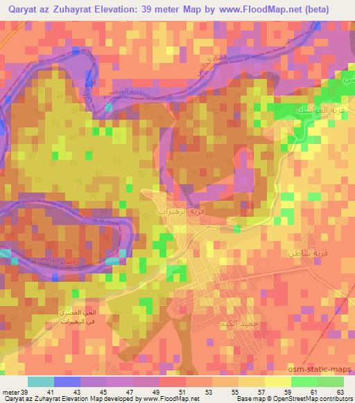 Qaryat az Zuhayrat,Iraq Elevation Map