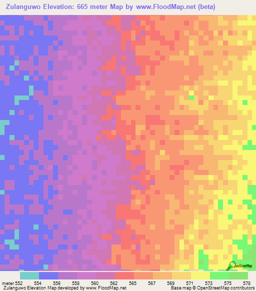 Zulanguwo,Zambia Elevation Map