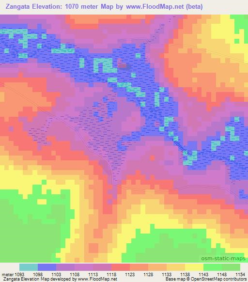 Zangata,Zambia Elevation Map