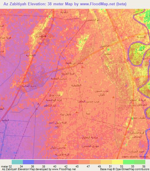 Az Zabitiyah,Iraq Elevation Map