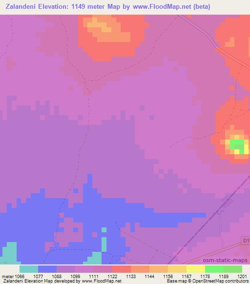 Zalandeni,Zambia Elevation Map