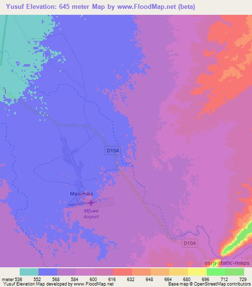 Yusuf,Zambia Elevation Map