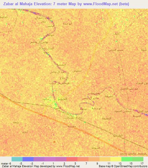 Zabar al Mahaja,Iraq Elevation Map