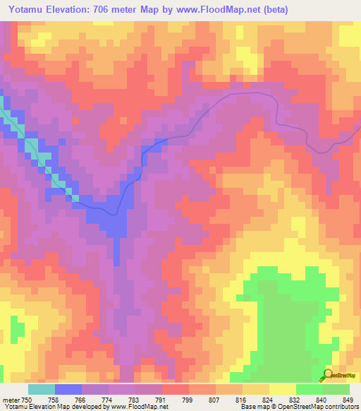 Yotamu,Zambia Elevation Map