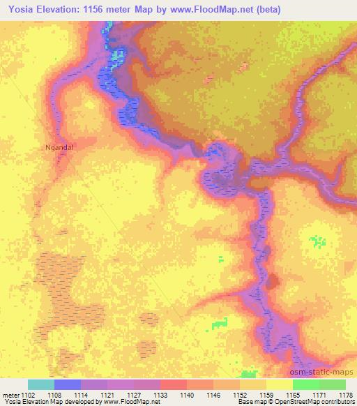 Yosia,Zambia Elevation Map