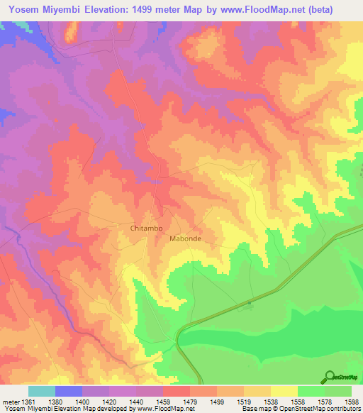 Yosem Miyembi,Zambia Elevation Map