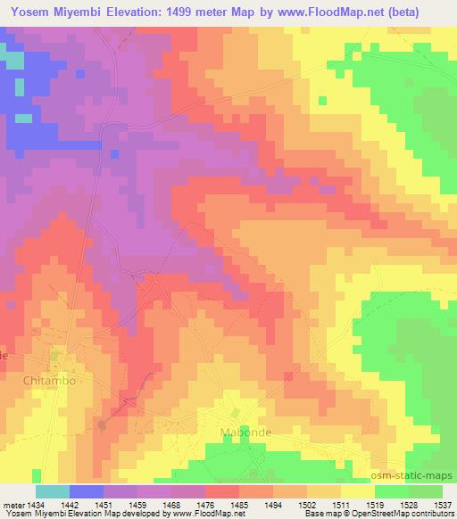 Yosem Miyembi,Zambia Elevation Map