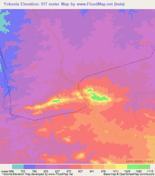 Yokonia,Zambia Elevation Map