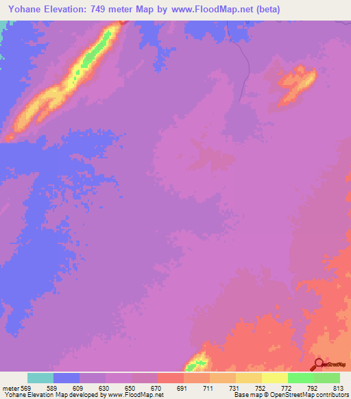 Yohane,Zambia Elevation Map