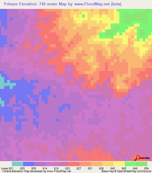 Yohane,Zambia Elevation Map