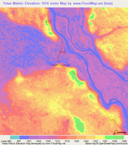 Yetas Mafulo,Zambia Elevation Map