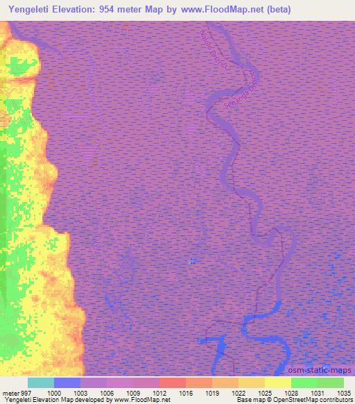 Yengeleti,Zambia Elevation Map