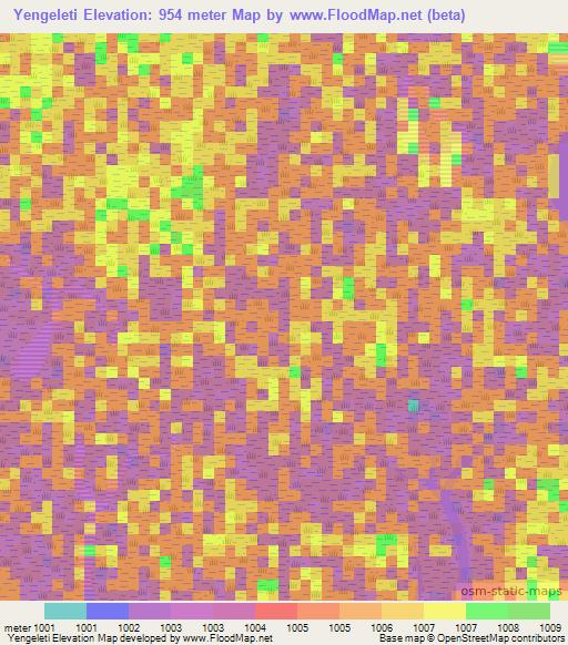 Yengeleti,Zambia Elevation Map