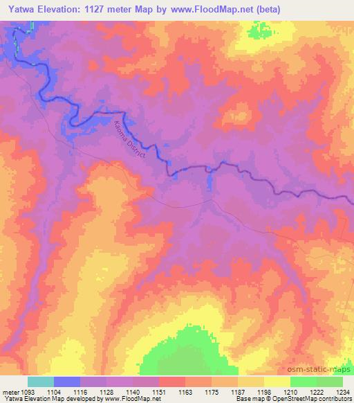 Yatwa,Zambia Elevation Map