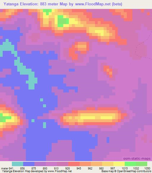 Yatanga,Zambia Elevation Map