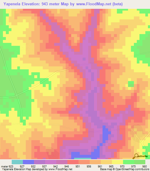 Yapenela,Zambia Elevation Map