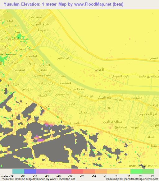 Yusufan,Iraq Elevation Map