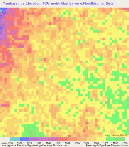 Yambayamba,Zambia Elevation Map