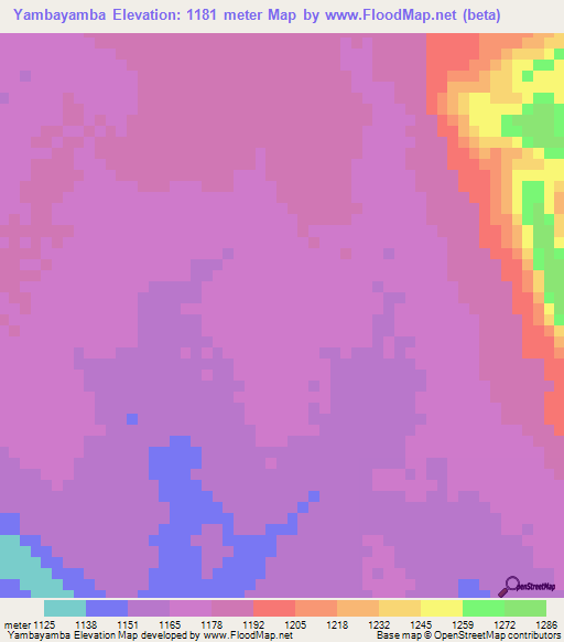 Yambayamba,Zambia Elevation Map