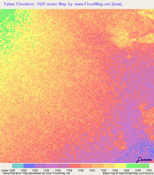 Yalwa,Zambia Elevation Map