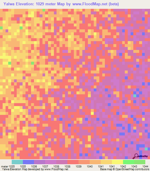 Yalwa,Zambia Elevation Map