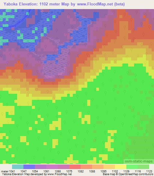 Yaboka,Zambia Elevation Map