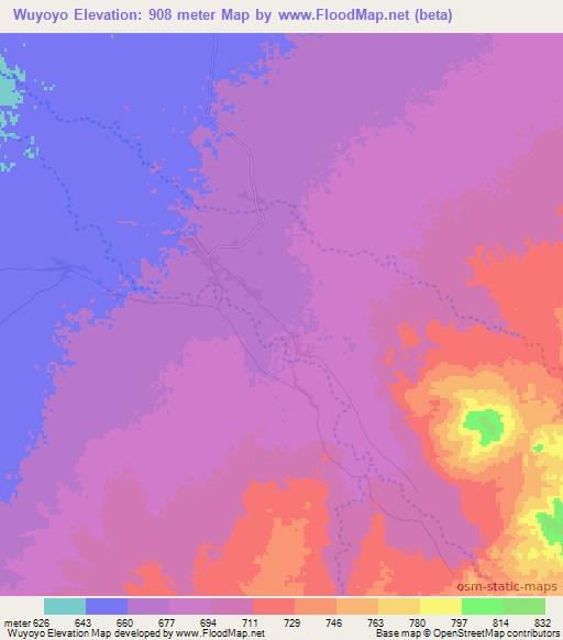 Wuyoyo,Zambia Elevation Map