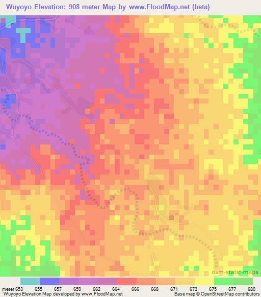 Wuyoyo,Zambia Elevation Map