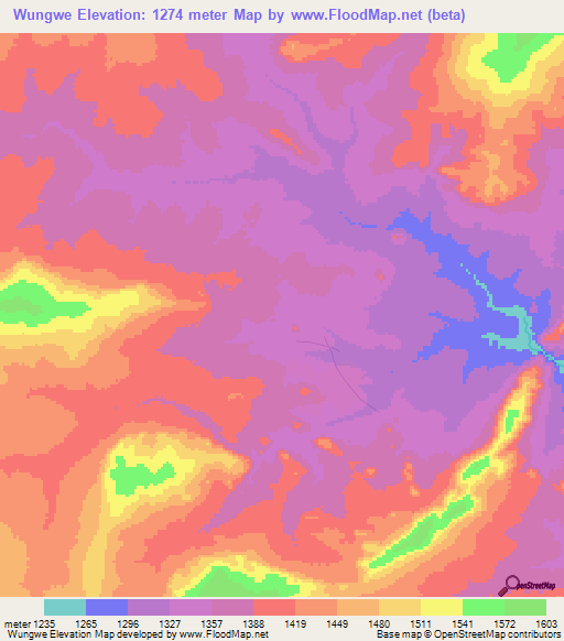 Wungwe,Zambia Elevation Map