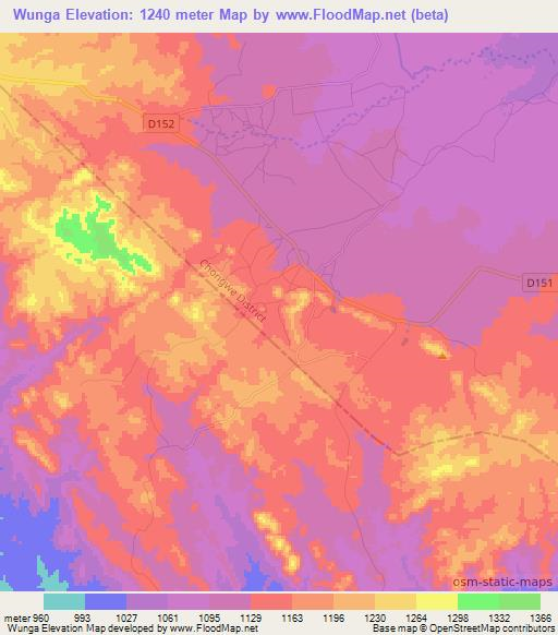 Wunga,Zambia Elevation Map