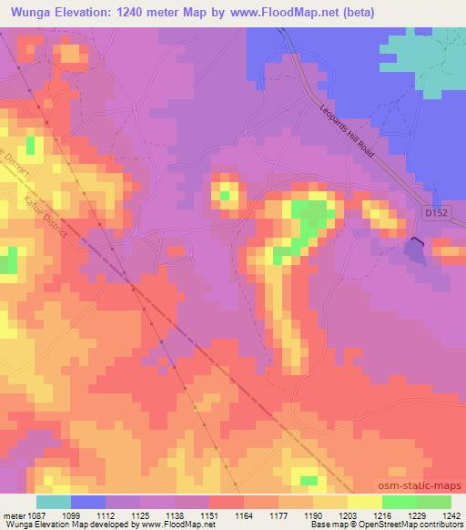 Wunga,Zambia Elevation Map