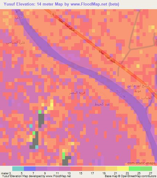 Yusuf,Iraq Elevation Map