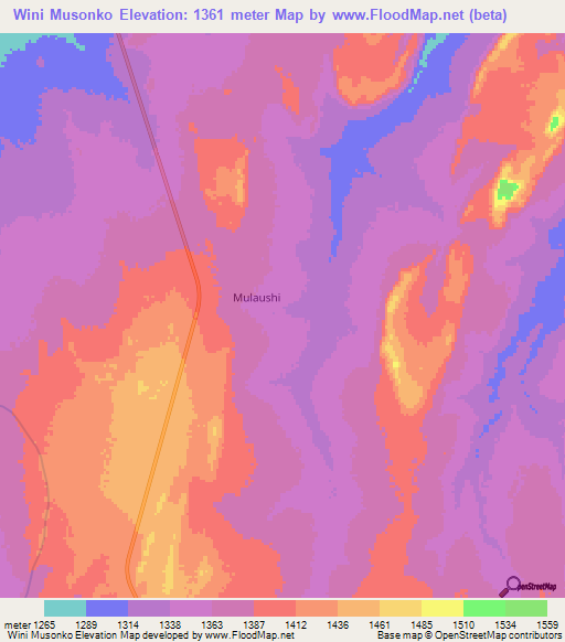 Wini Musonko,Zambia Elevation Map