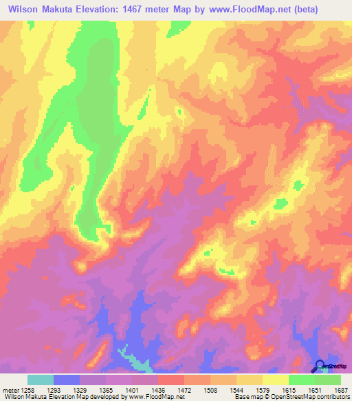 Wilson Makuta,Zambia Elevation Map