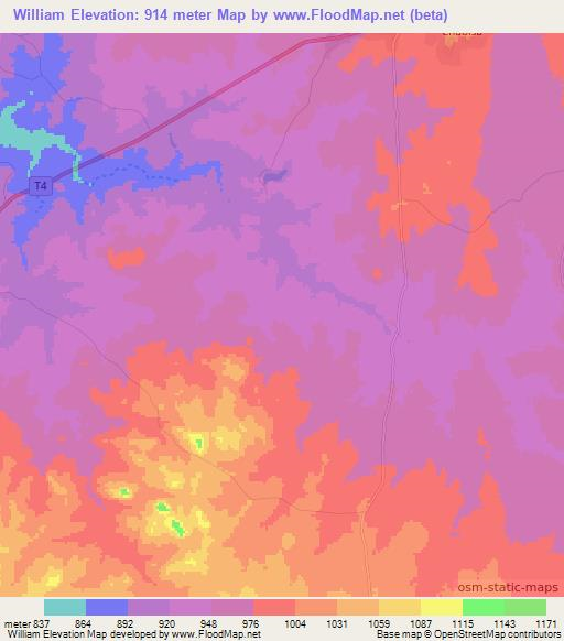 William,Zambia Elevation Map