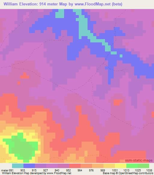 William,Zambia Elevation Map