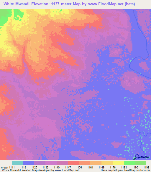 White Mwandi,Zambia Elevation Map