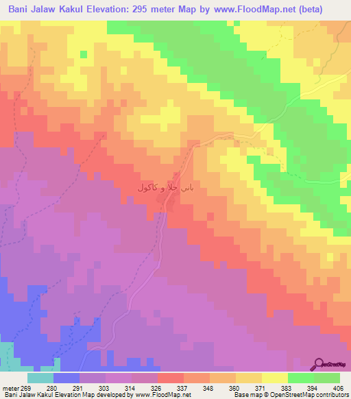 Bani Jalaw Kakul,Iraq Elevation Map