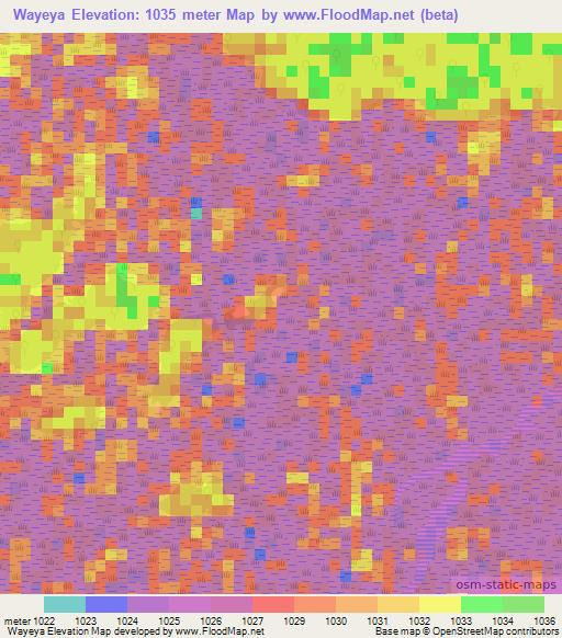 Wayeya,Zambia Elevation Map