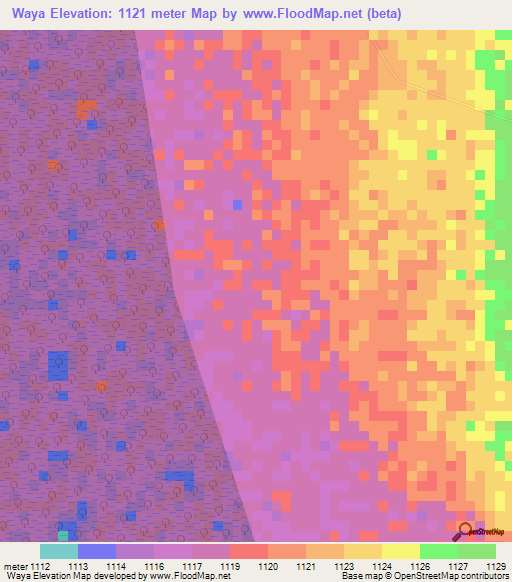 Waya,Zambia Elevation Map