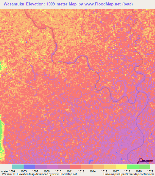 Wasamuku,Zambia Elevation Map