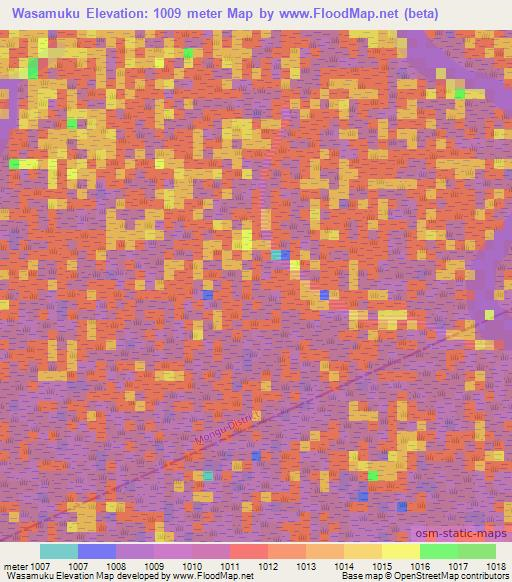 Wasamuku,Zambia Elevation Map