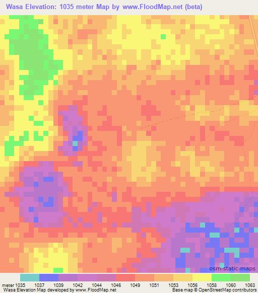 Wasa,Zambia Elevation Map