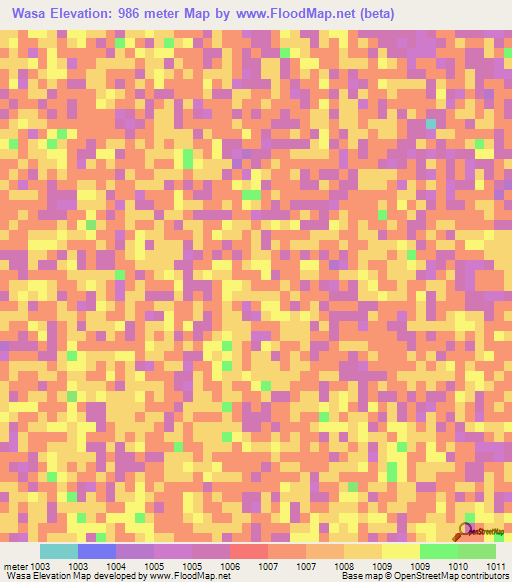 Wasa,Zambia Elevation Map