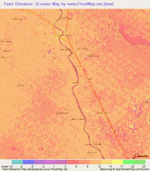 Yasin,Iraq Elevation Map