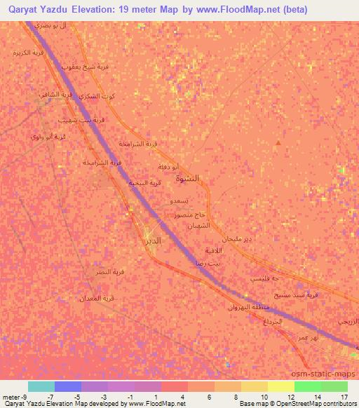 Qaryat Yazdu,Iraq Elevation Map