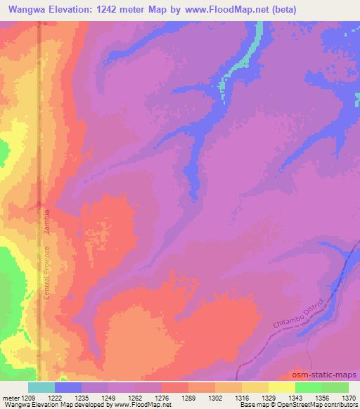 Wangwa,Zambia Elevation Map