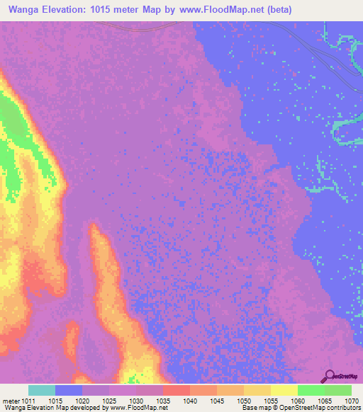 Wanga,Zambia Elevation Map