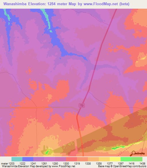 Wanashimba,Zambia Elevation Map